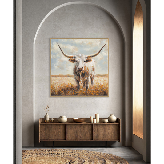Prairie Monarch Longhorn Cow Painting #P2861