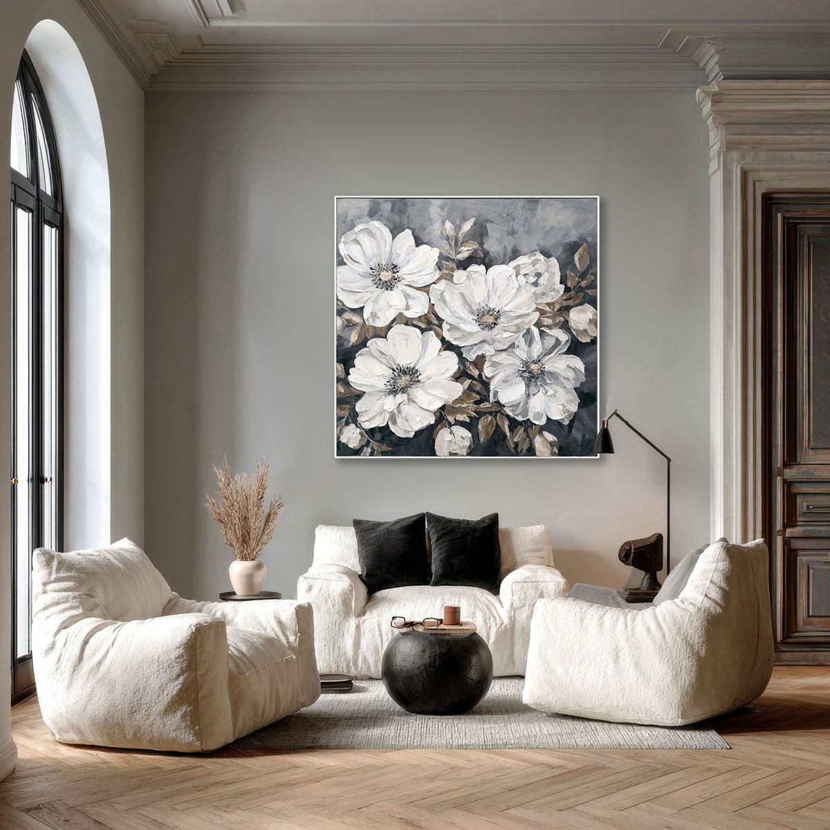 White Floral Oil Painting #P3501