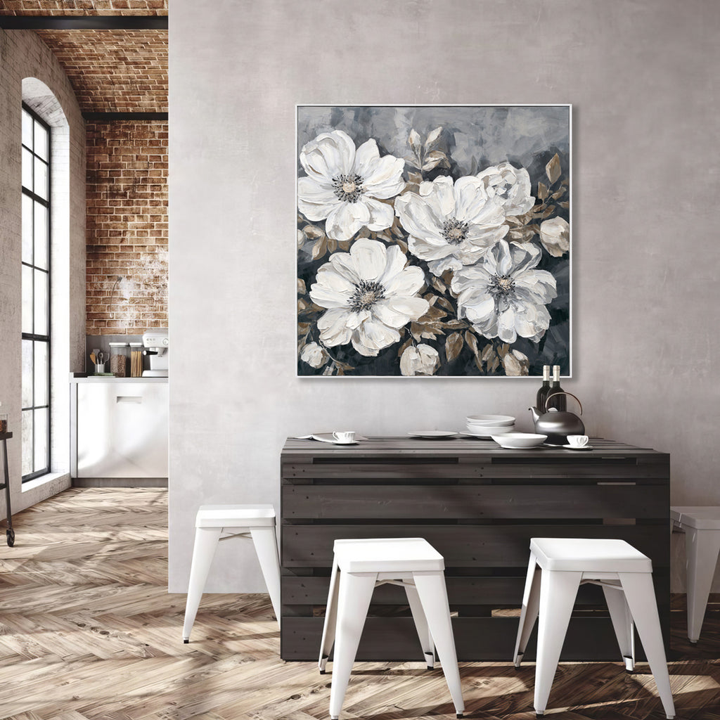 White Floral Oil Painting #P3501