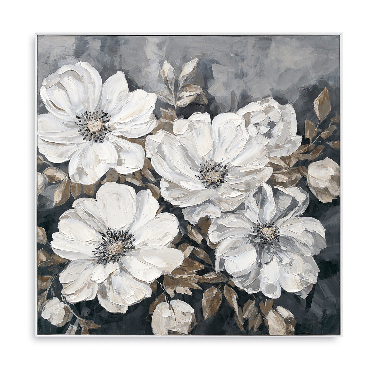 White Floral Oil Painting #P3501