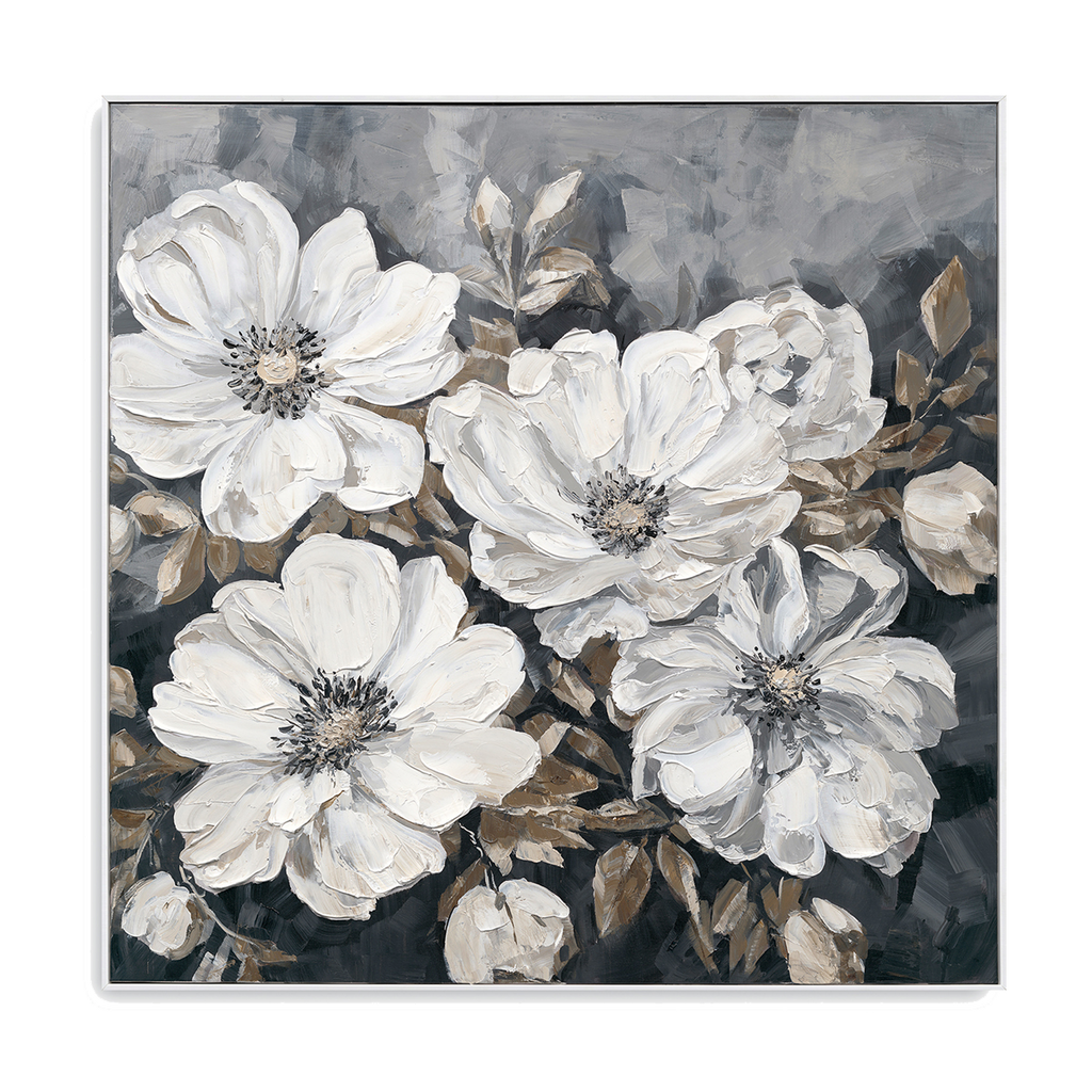 White Floral Oil Painting #P3501