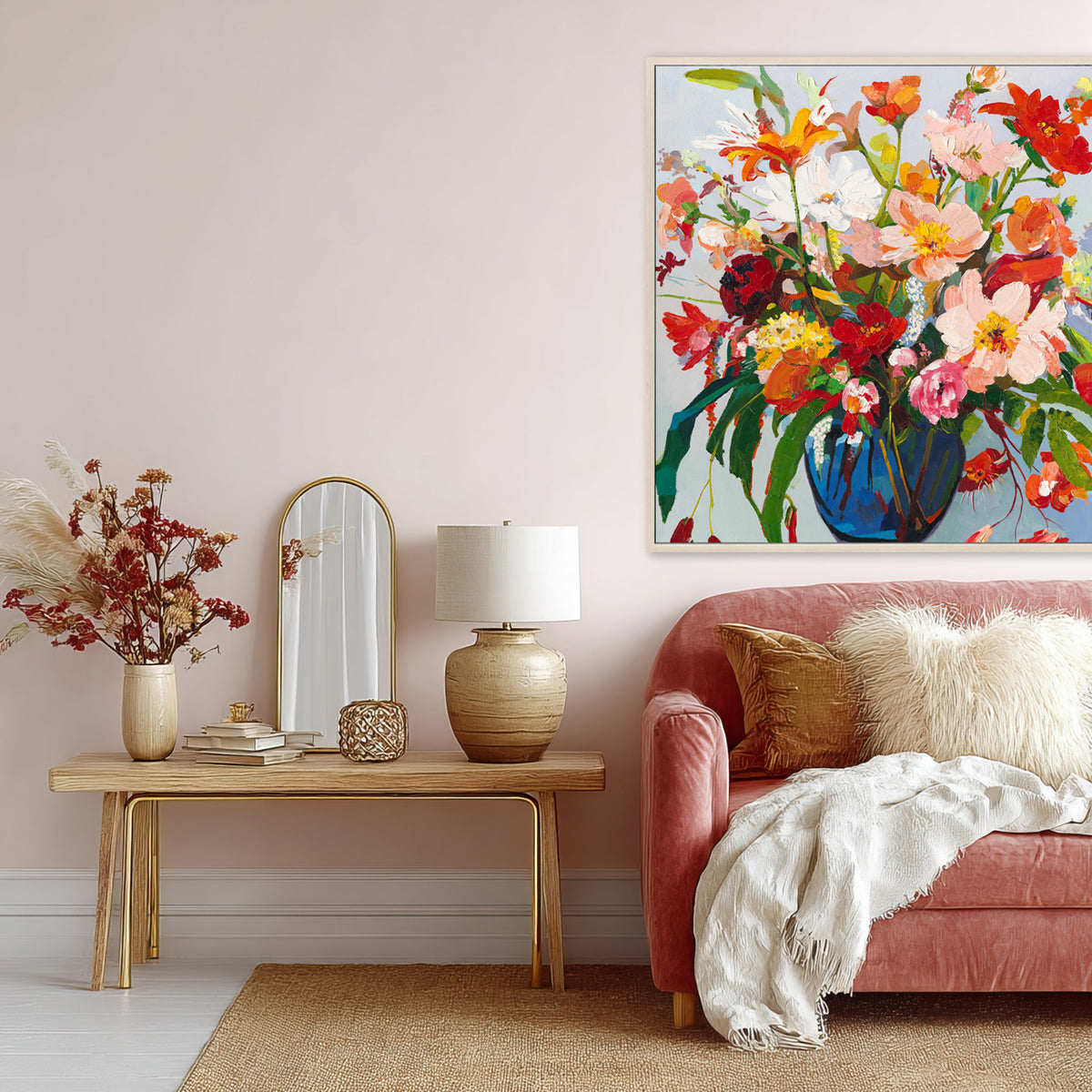 Vibrant Floral Bouquet Oil Painting #P4012