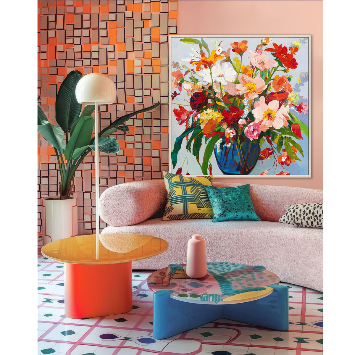 Vibrant Floral Bouquet Oil Painting #P4012
