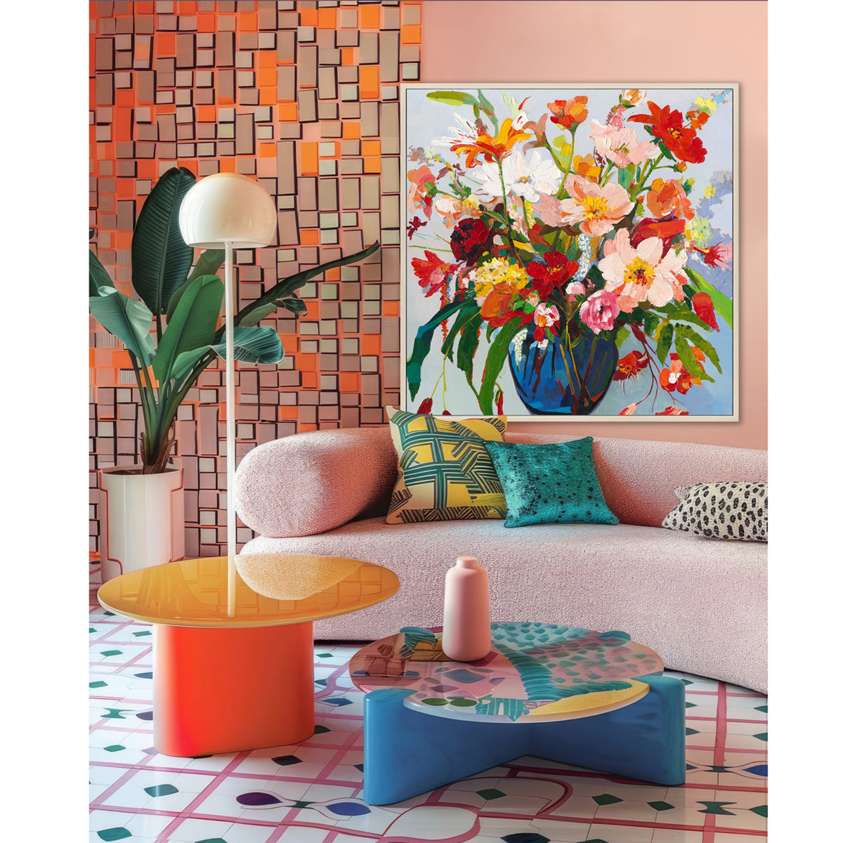 Vibrant Floral Bouquet Oil Painting #P4012