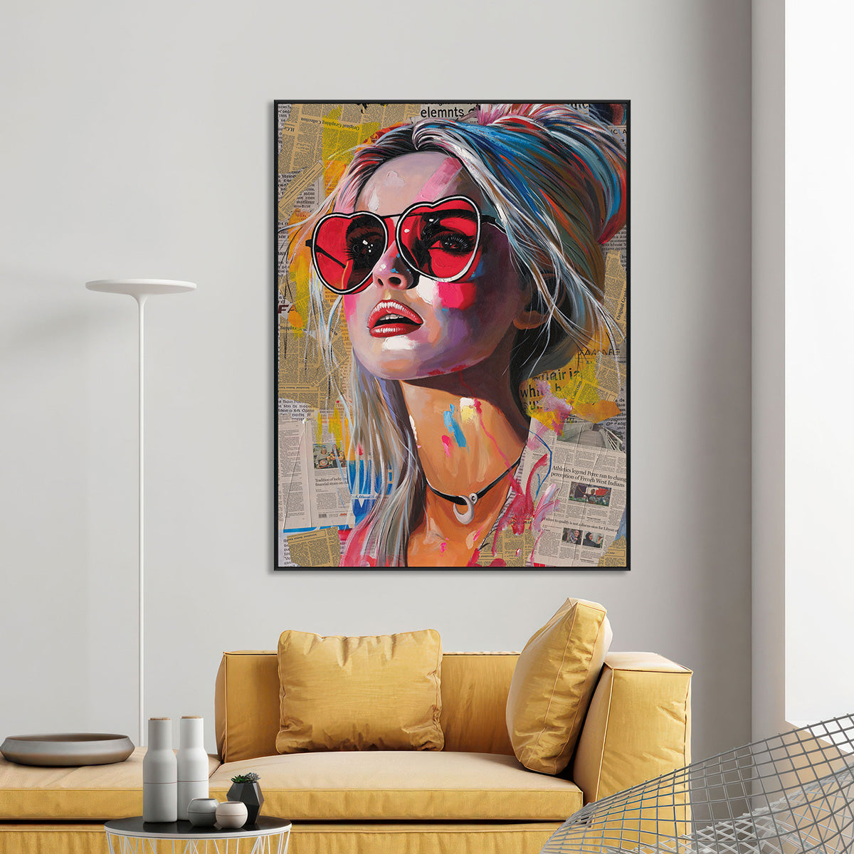 Pop Heart Collage Portrait Painting #P4017