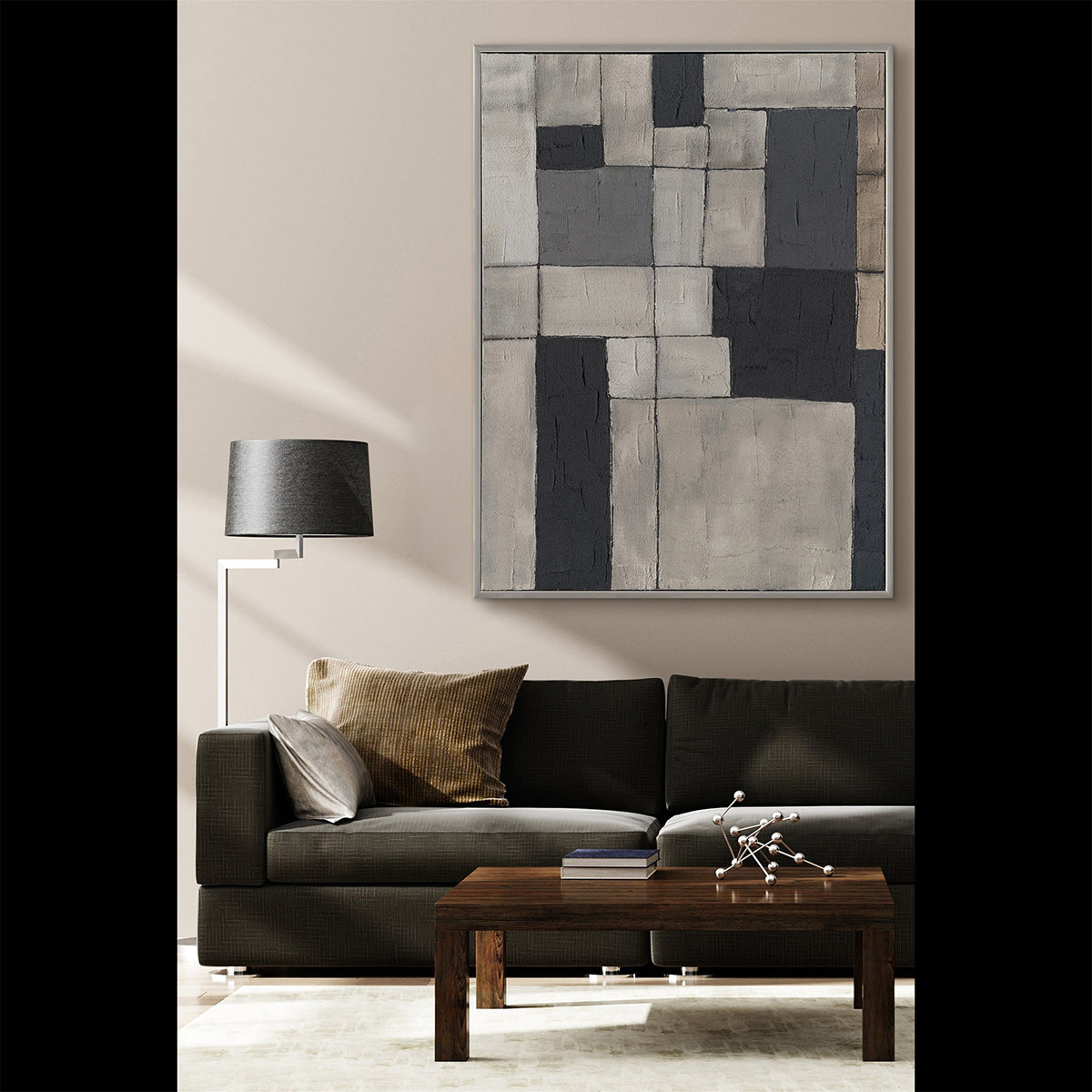 Geometric Grey Black Abstract #P4505