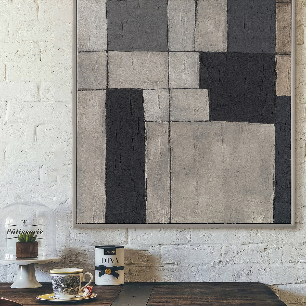Geometric Grey Black Abstract #P4505