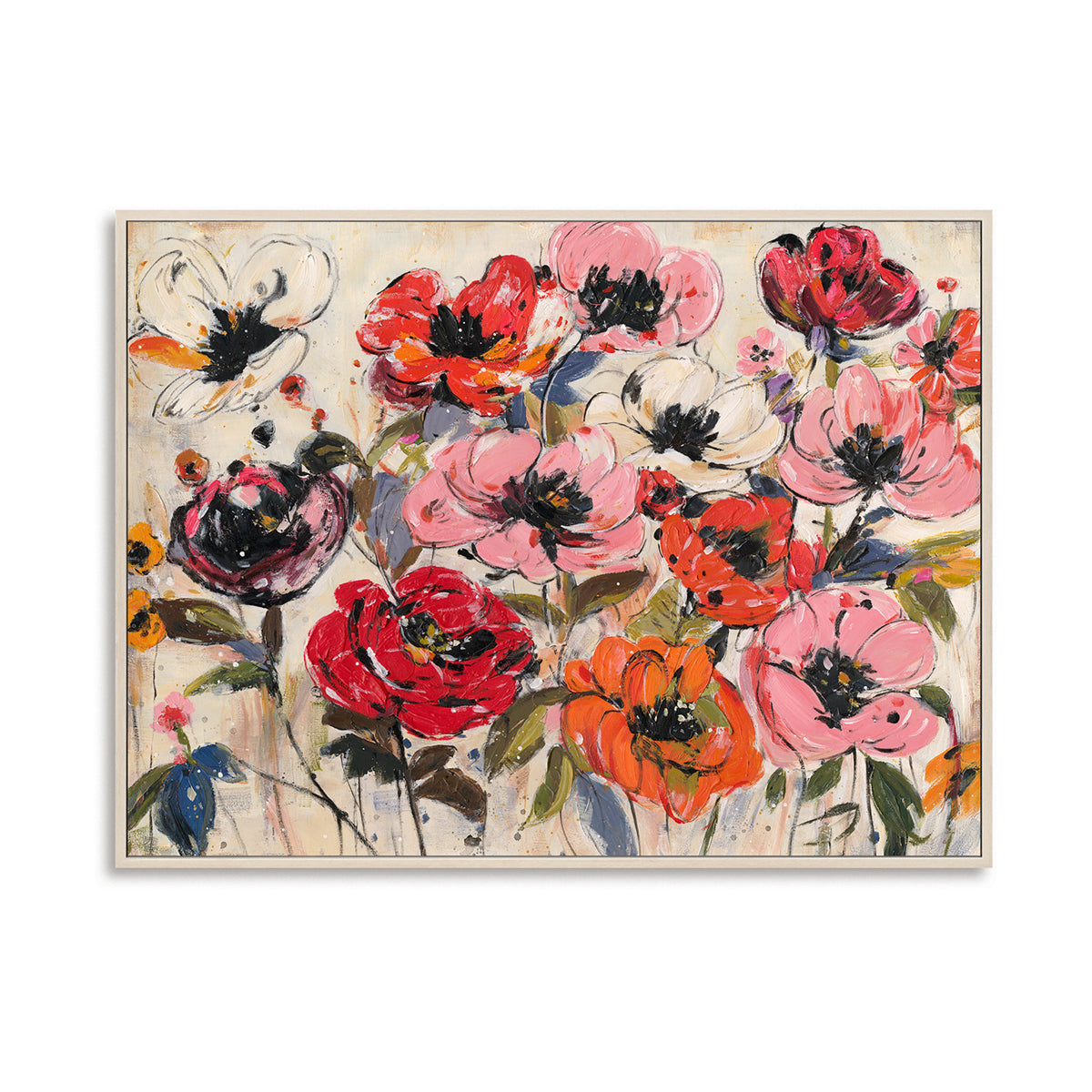 Pink & Orange Abstract Floral Painting #P4657