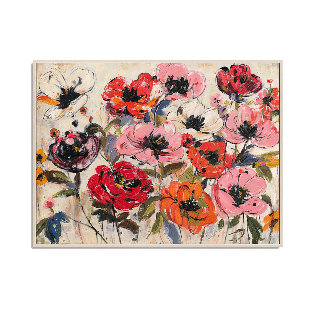 Pink & Orange Abstract Floral Painting #P4657