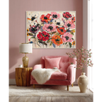 Pink & Orange Abstract Floral Painting #P4657
