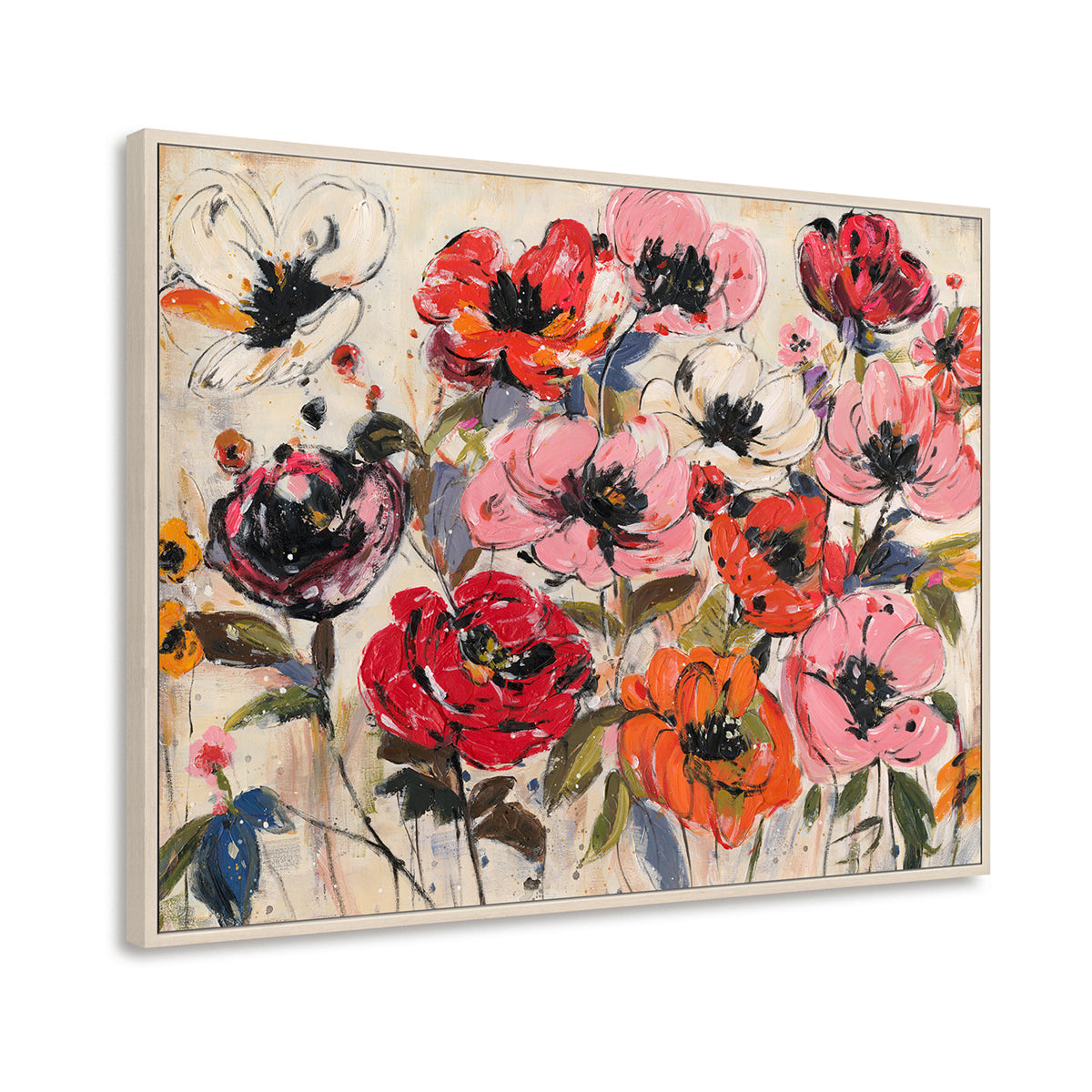 Pink & Orange Abstract Floral Painting #P4657