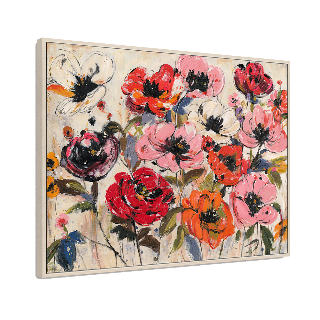 Pink & Orange Abstract Floral Painting #P4657