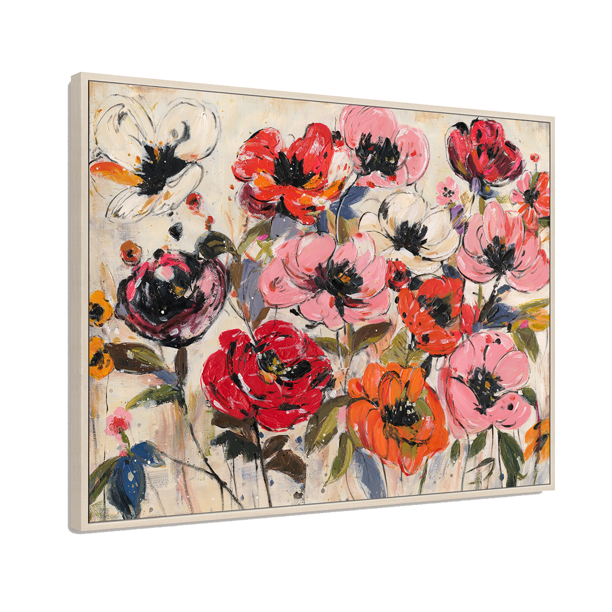 Pink & Orange Abstract Floral Painting #P4657