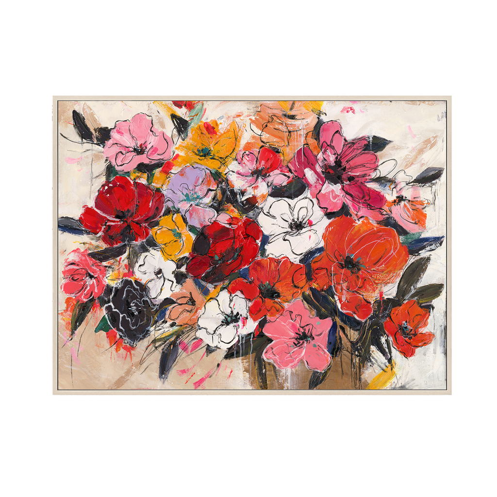 Bold Red-Orange Abstract Floral Art #P4658