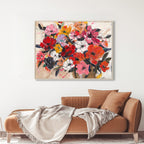 Bold Red-Orange Abstract Floral Art #P4658
