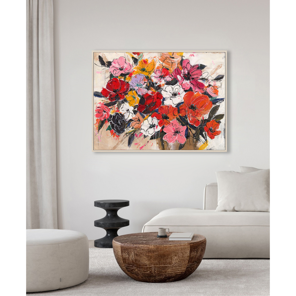 Bold Red-Orange Abstract Floral Art #P4658