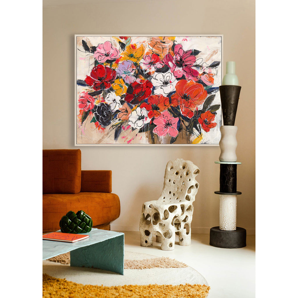 Bold Red-Orange Abstract Floral Art #P4658