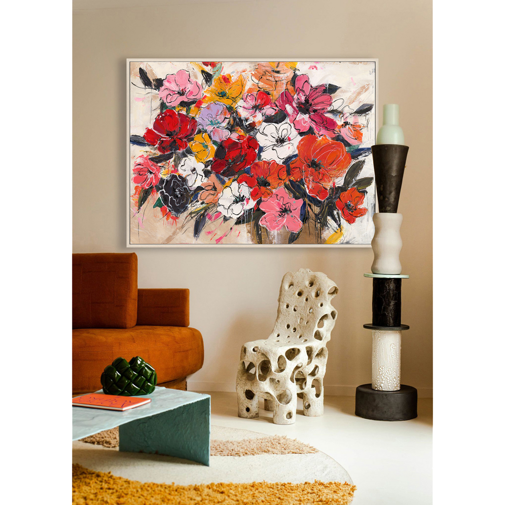 Bold Red-Orange Abstract Floral Art #P4658