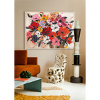 Bold Red-Orange Abstract Floral Art #P4658