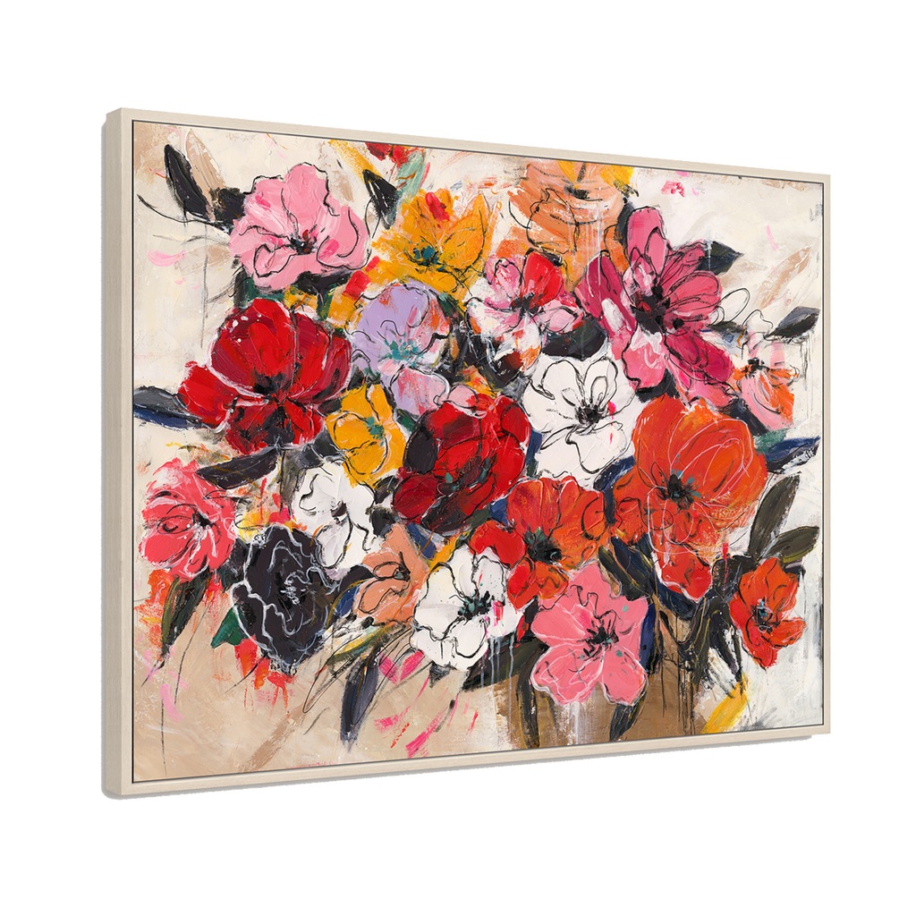 Bold Red-Orange Abstract Floral Art #P4658