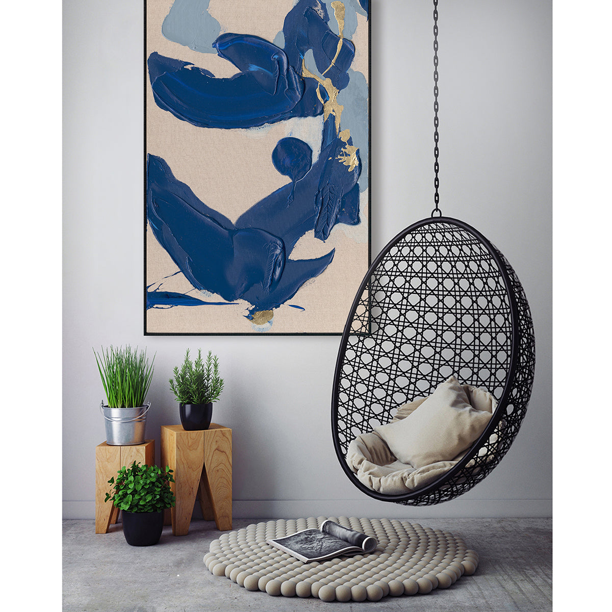 Serenity in Blue Textured Abstract #P5550