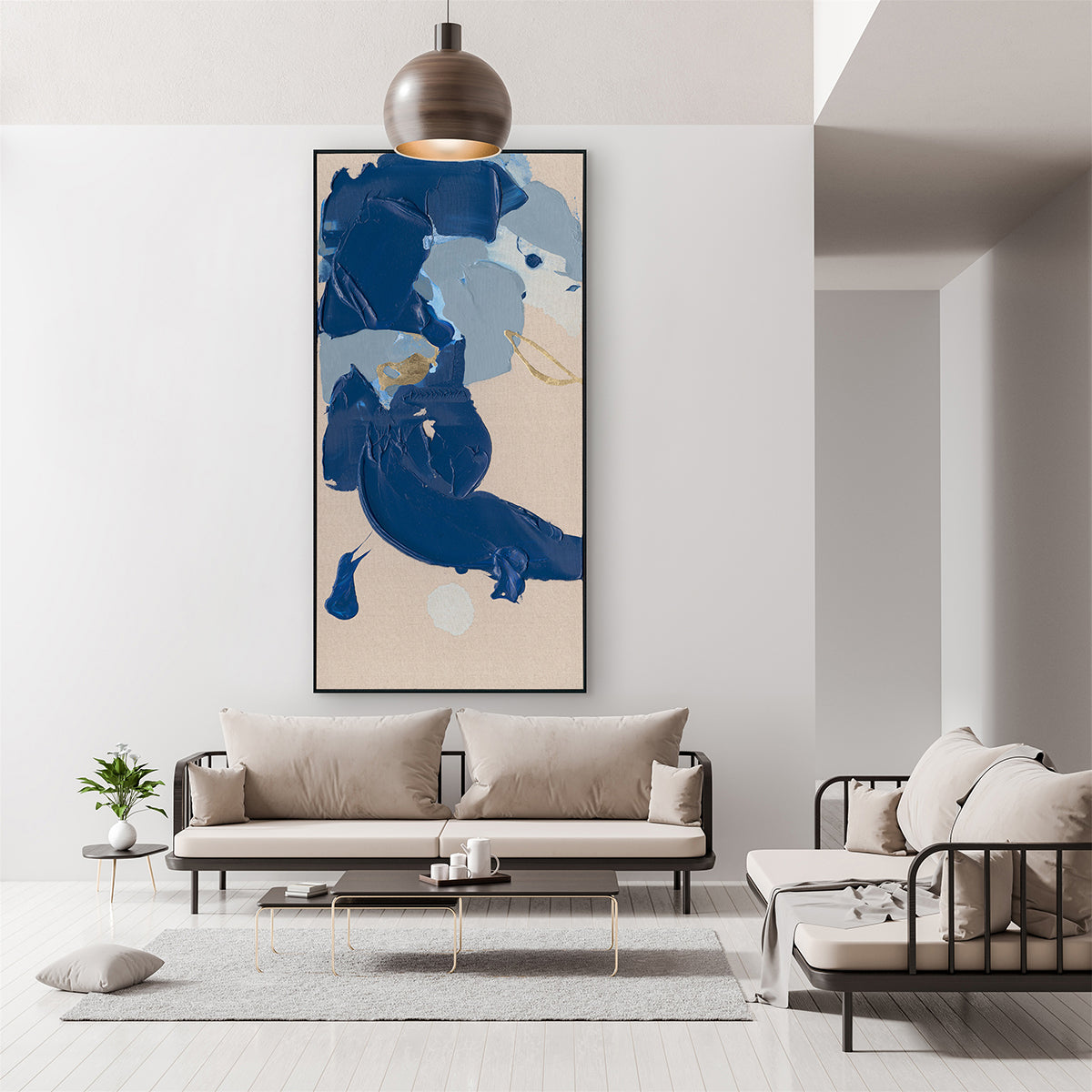 Blue Grey Gold Abstract Texture #P5551