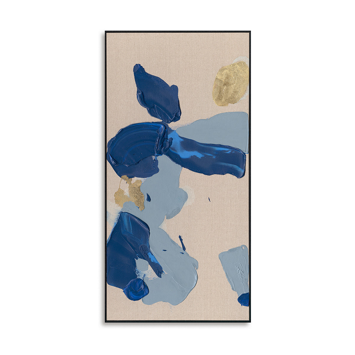 Blue Grey Gold Abstract Painting #P5552