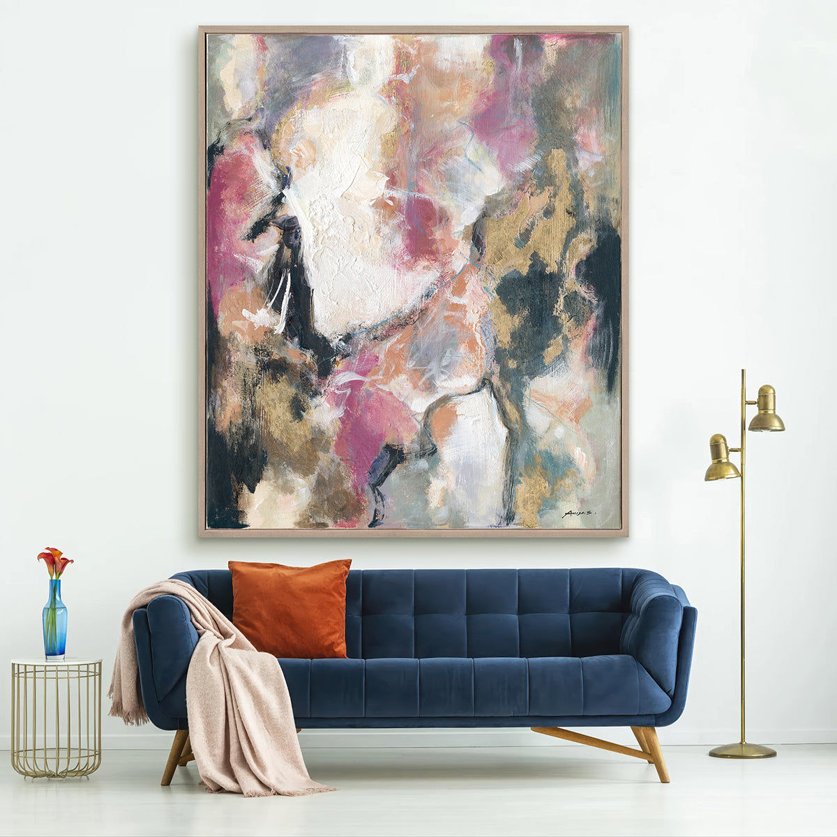 Pink Gold Abstract Textured Art #P5740