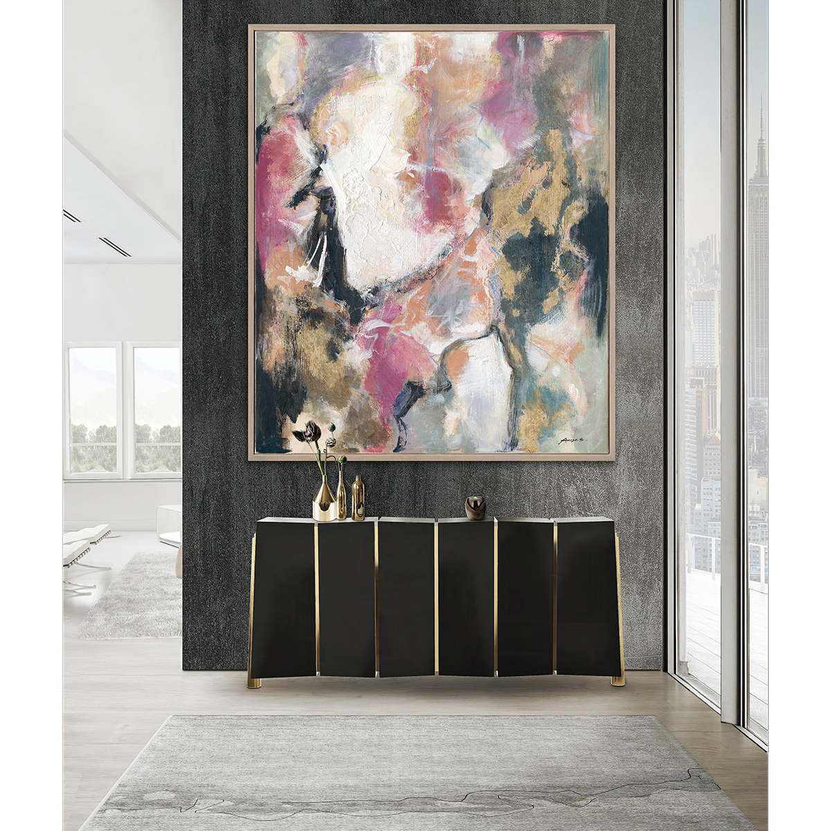 Pink Gold Abstract Textured Art #P5740