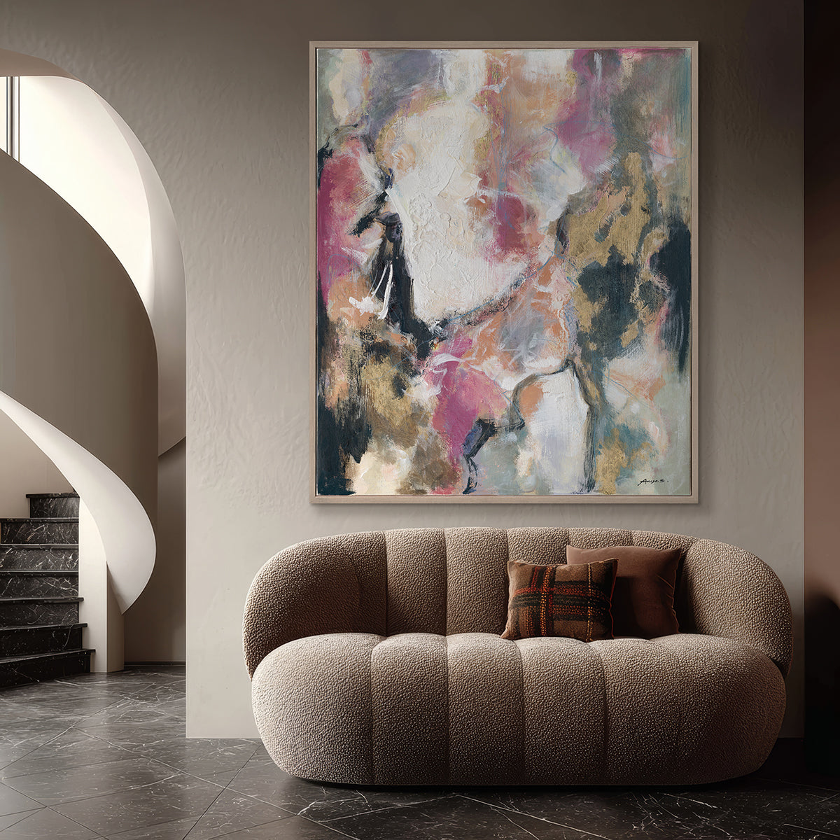 Pink Gold Abstract Textured Art #P5740