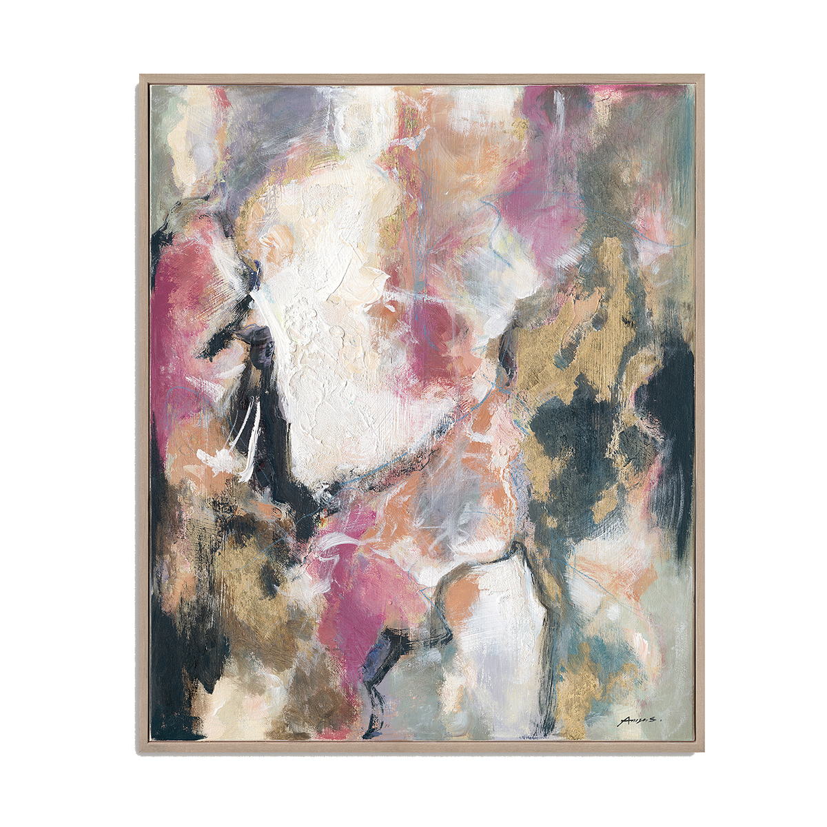 Pink Gold Abstract Textured Art #P5740