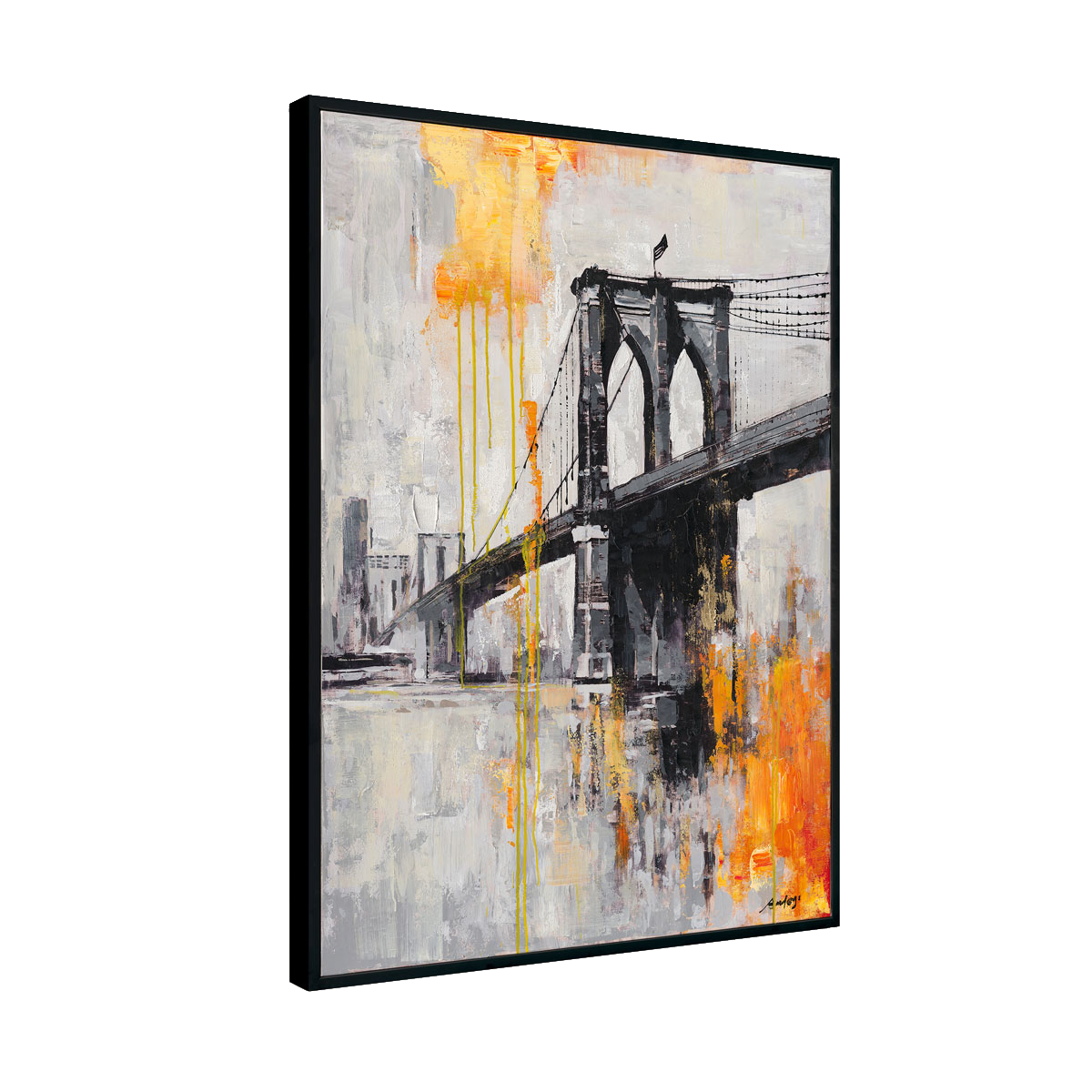 Flame City Bridge Urban Painting #P5929