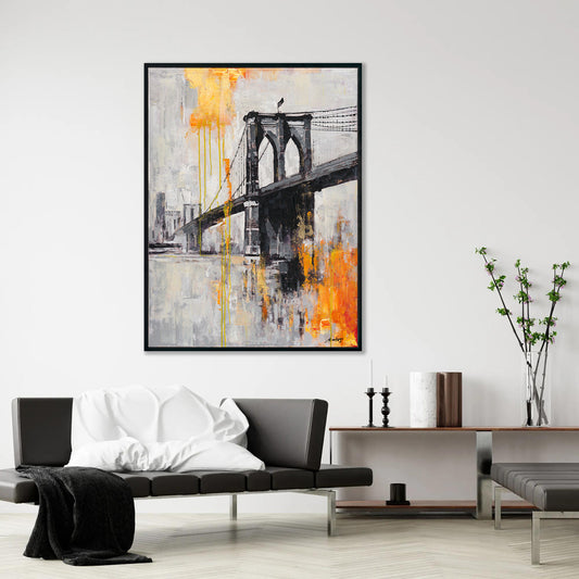 Flame City Bridge Urban Painting #P5929