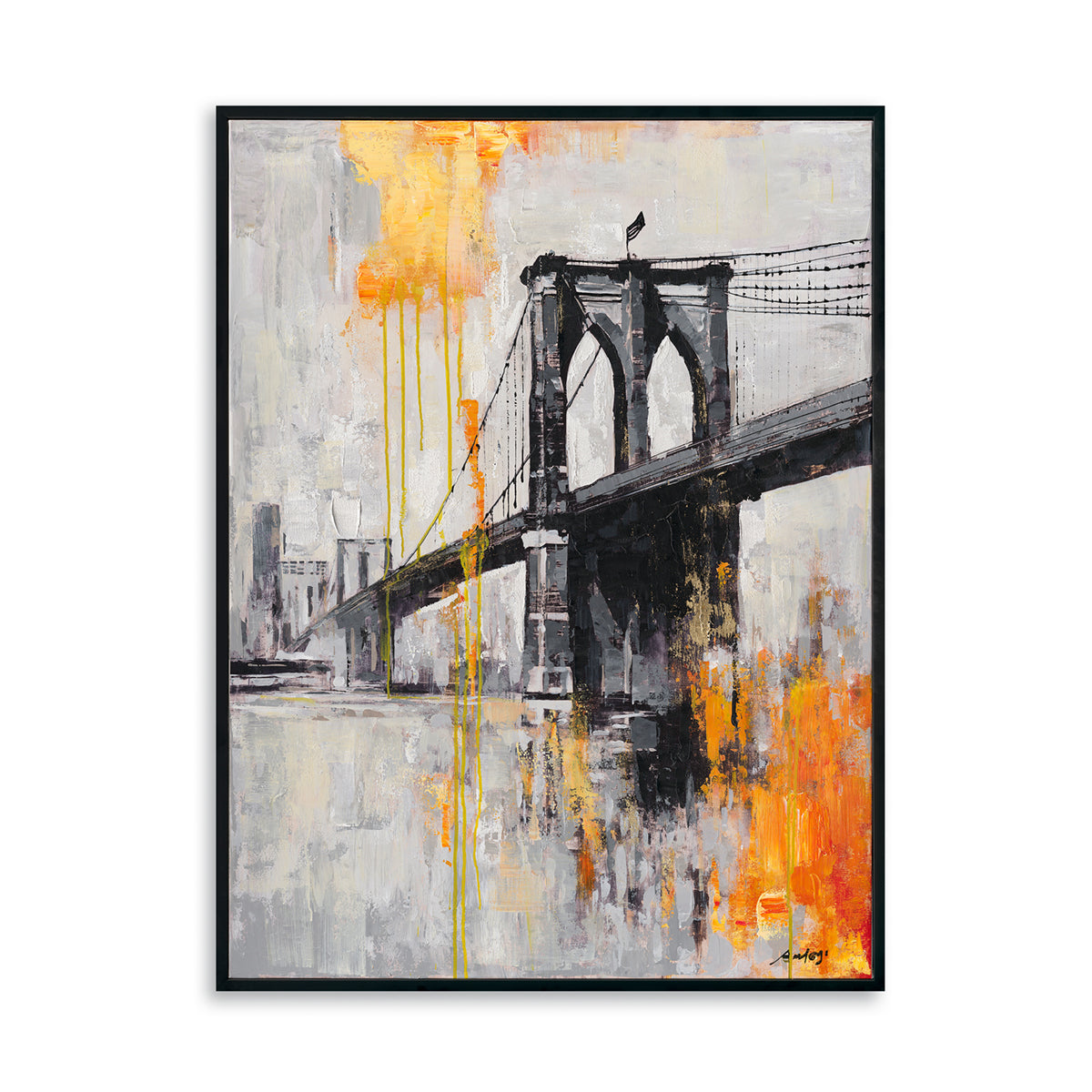 Urban Bridge Abstract Oil Painting #P5929