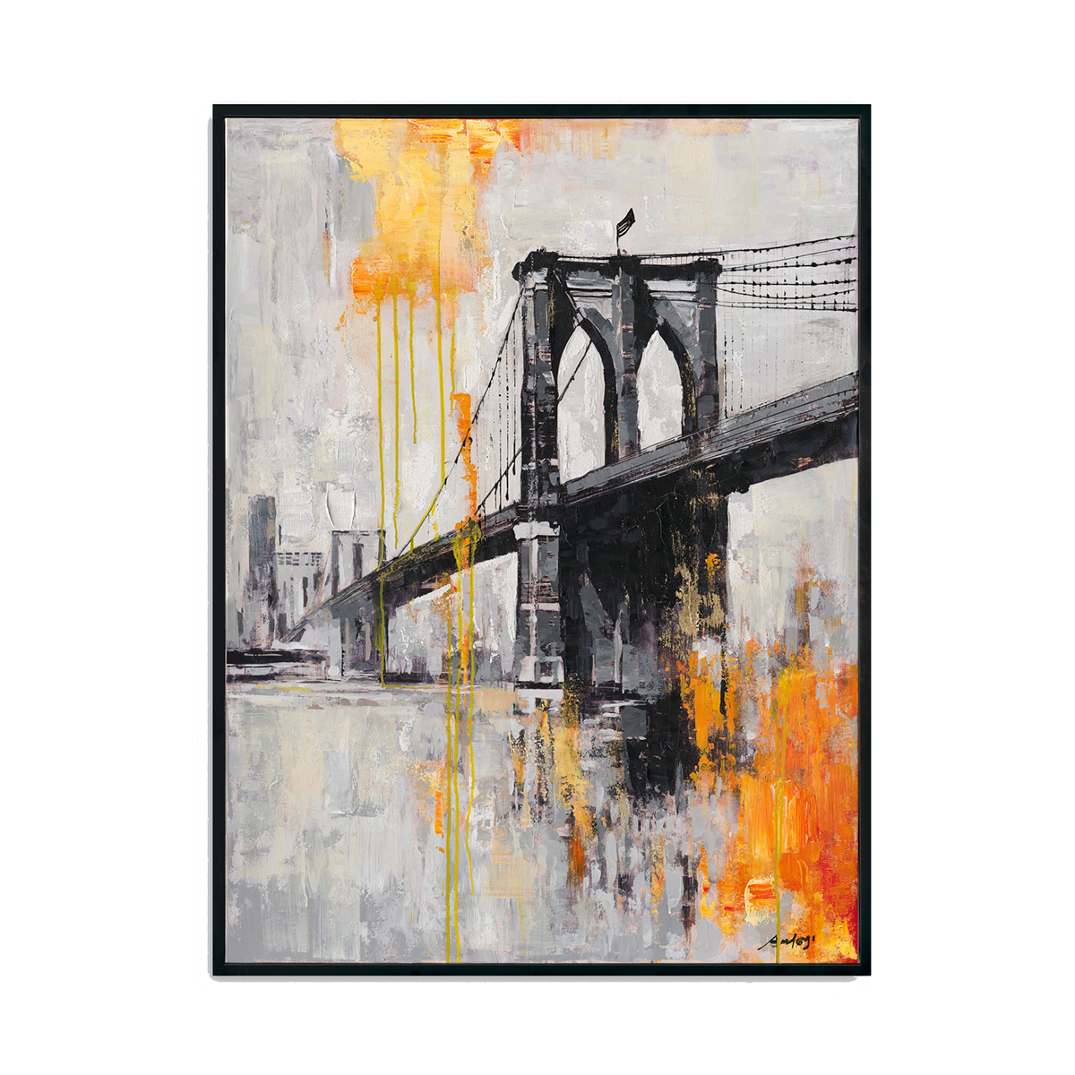 Urban Bridge Abstract Oil Painting #P5929