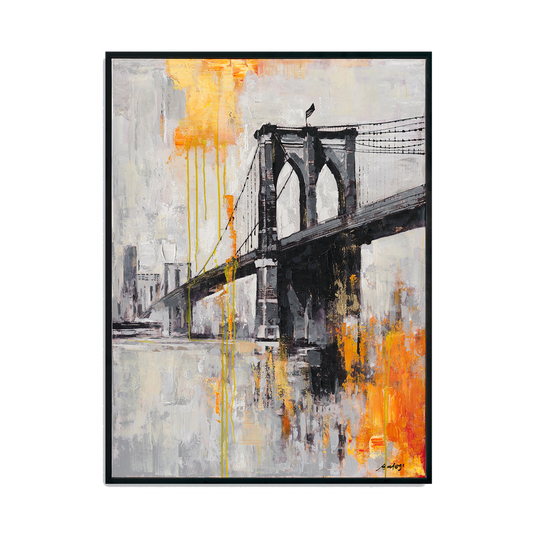 Flame City Bridge Urban Painting #P5929