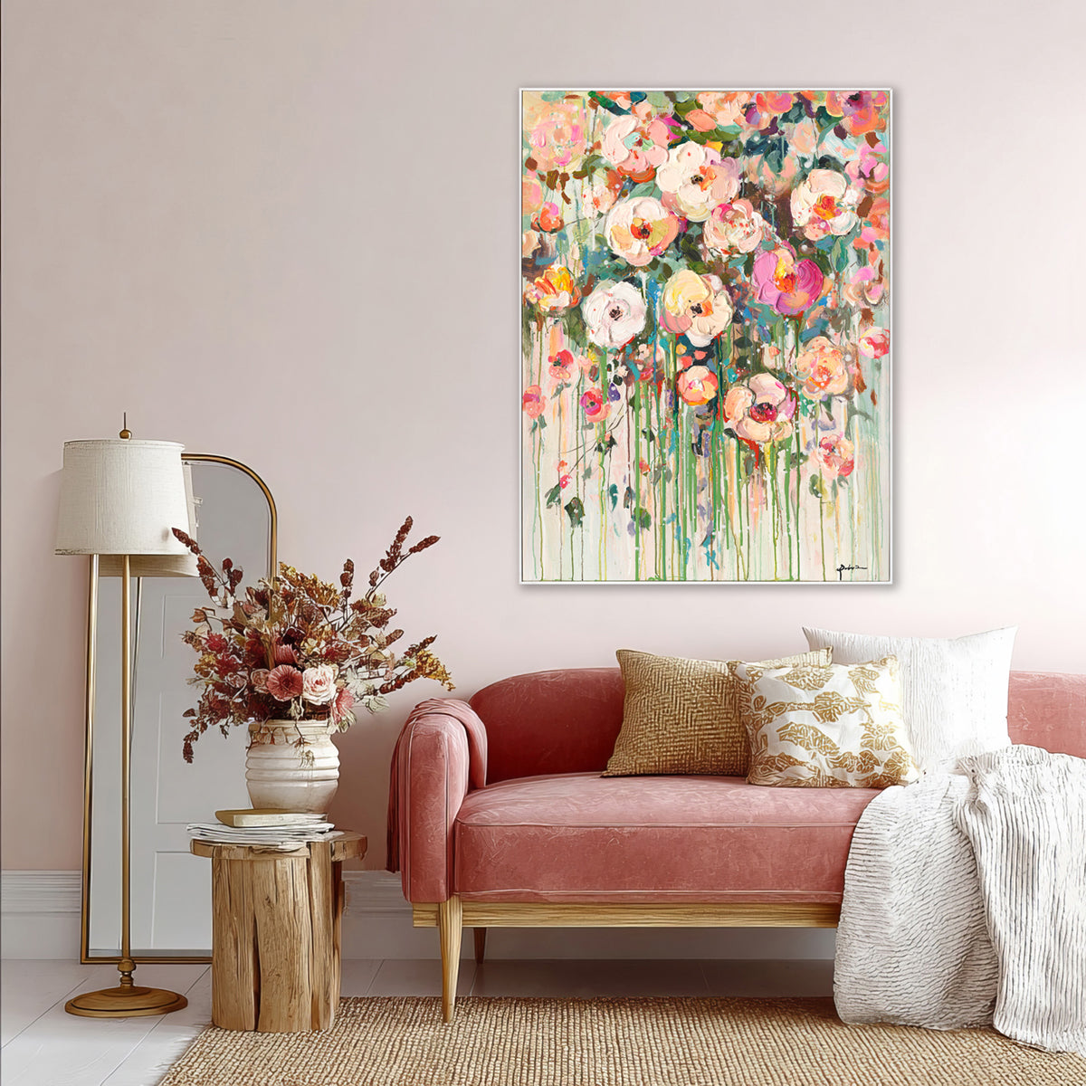Bloom Cascade Floral Abstract Painting #P6211
