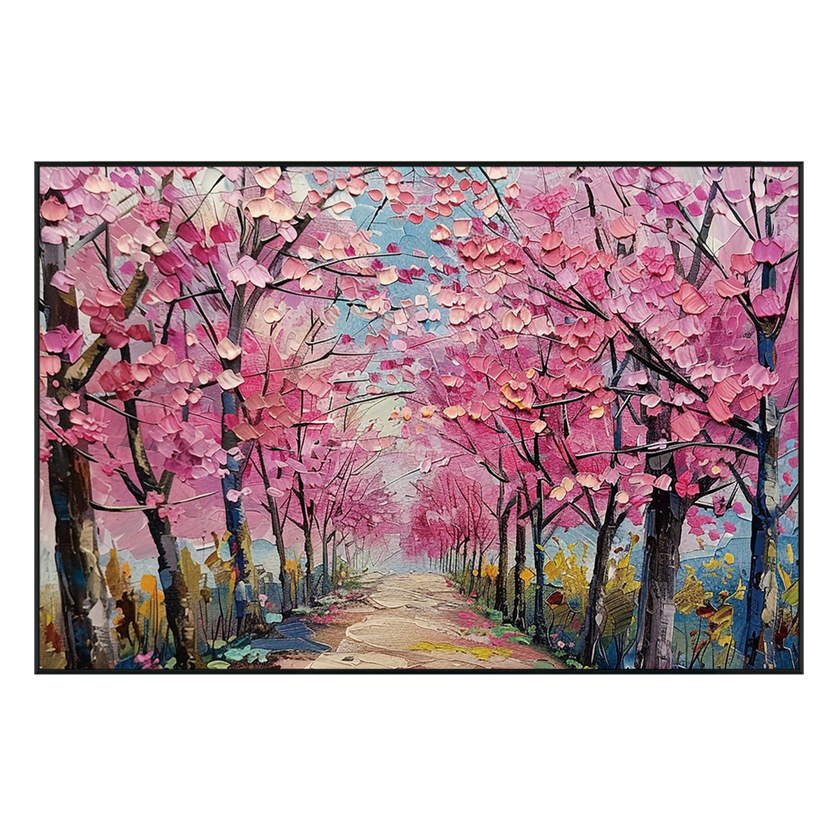 Blossom Path Textured Landscape Painting #PGK1 (132)