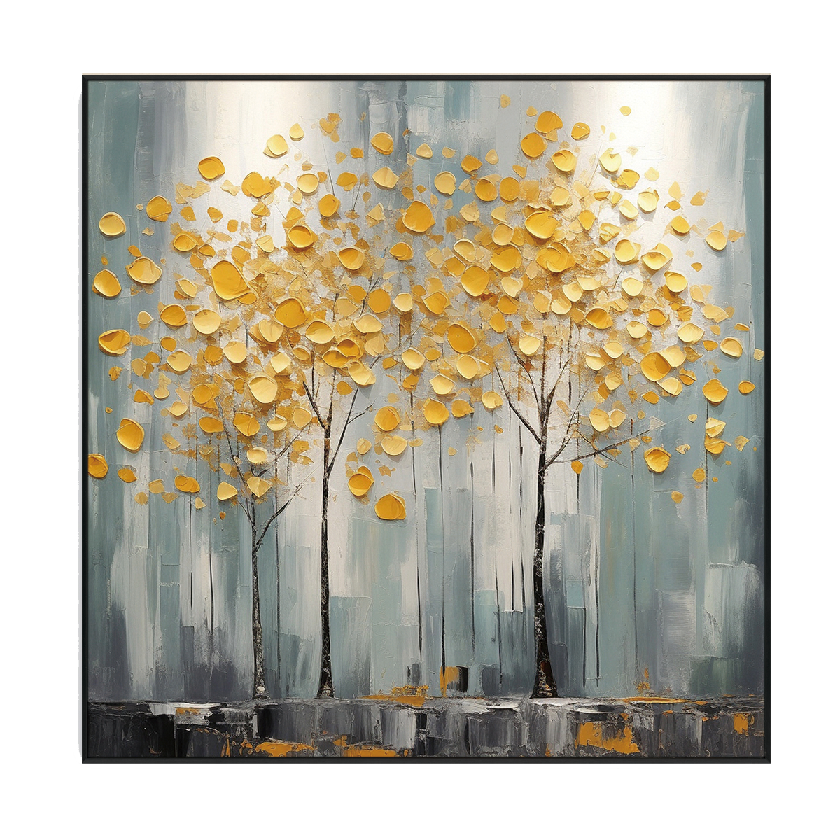 Golden Harmony Textured Tree Painting #PH-0115