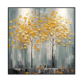Golden Harmony Textured Tree Painting #PH-0115