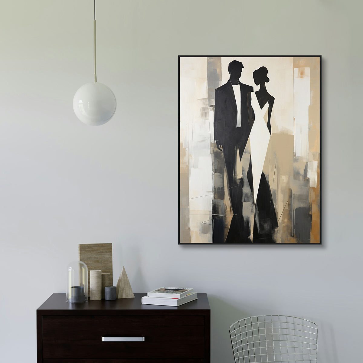 Timeless Grace Elegant Abstract Couple Painting #PH-0105