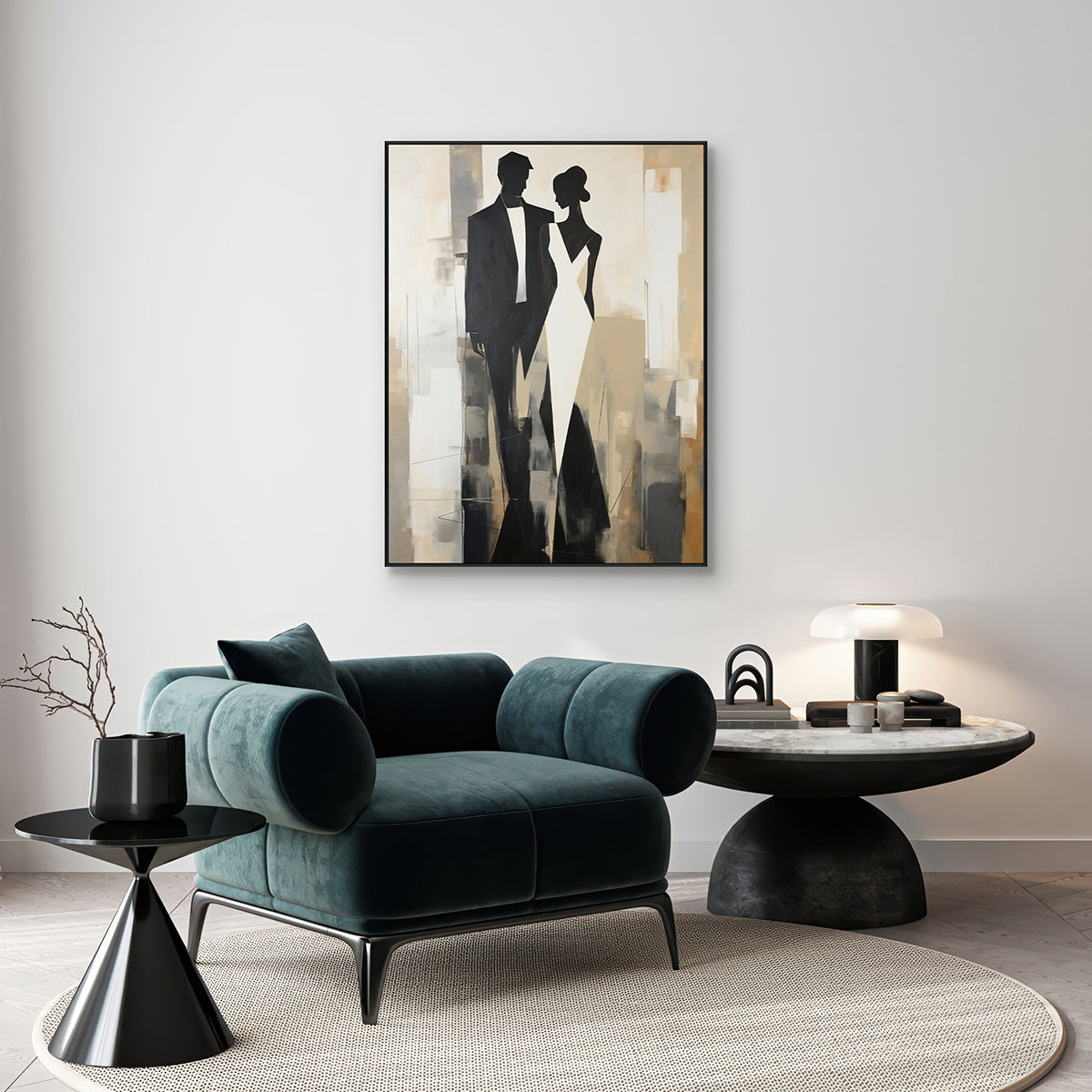 Timeless Grace Elegant Abstract Couple Painting #PH-0105