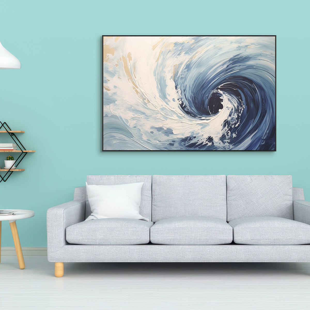 Ocean Whirl Blue Abstract Painting #PH0112