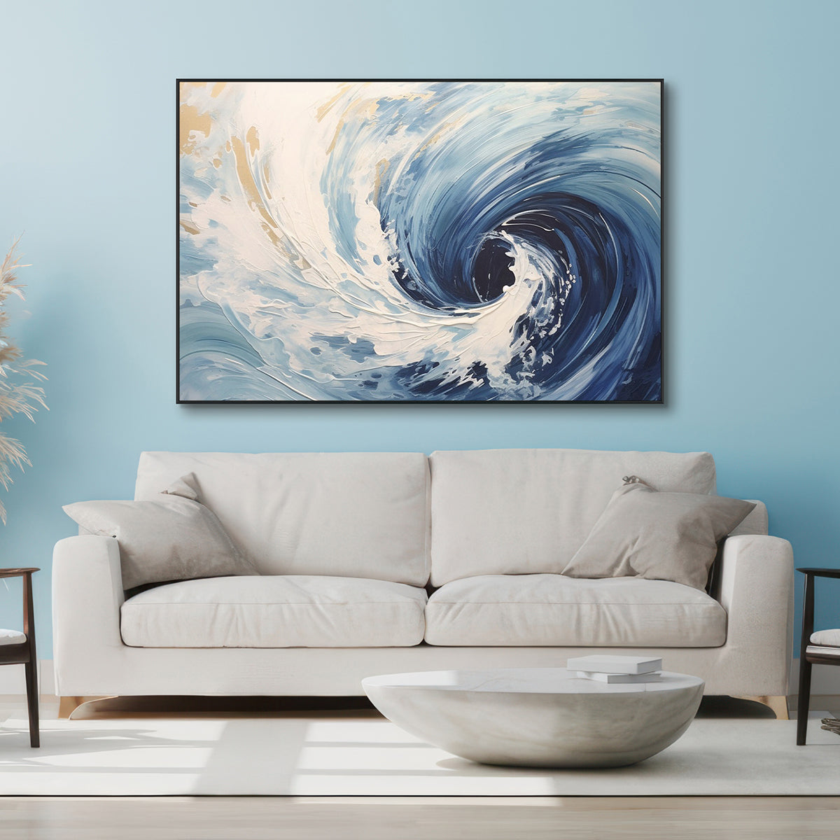 Ocean Whirl Blue Abstract Painting #PH0112