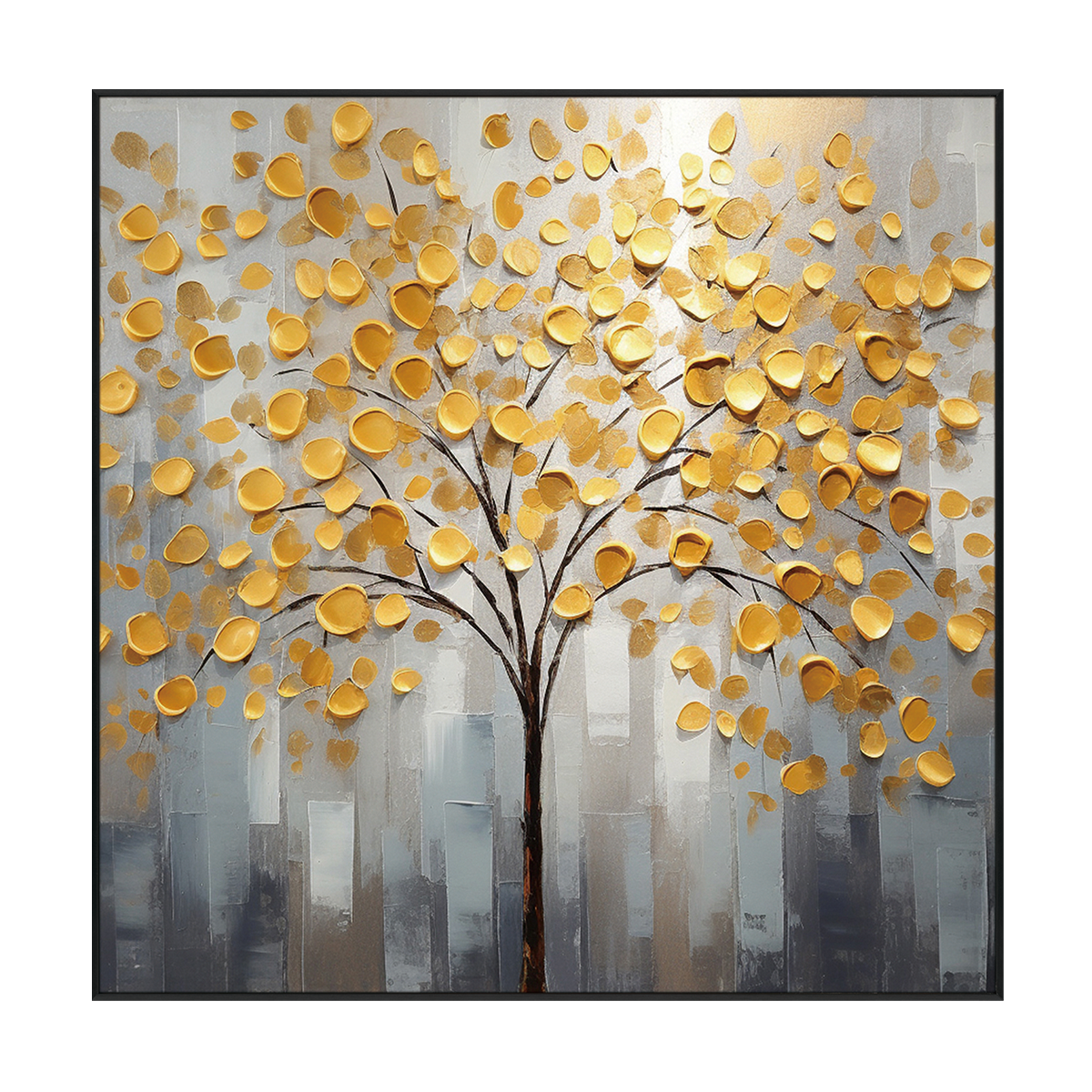 Golden Bloom Textured Tree Painting #PH0115