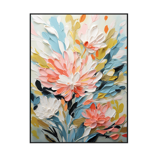Petal Glow Textured Floral Abstract Painting #PH0129