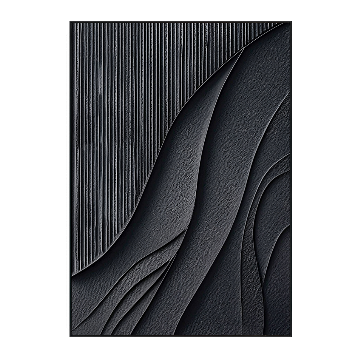 Shadow Flow Black Textured Abstract Painting #PIS6