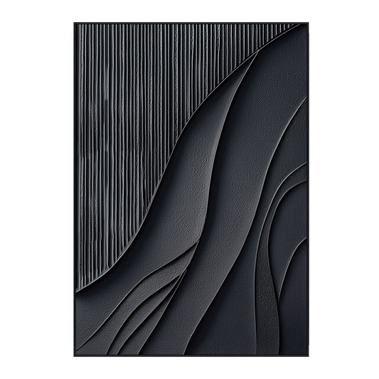 Shadow Flow Black Textured Abstract Painting #PIS6