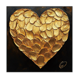 Golden Petal Heart Textured Abstract Painting #PIX-8
