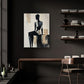 Silent Form Black and Beige Abstract Figure Painting #PIX2